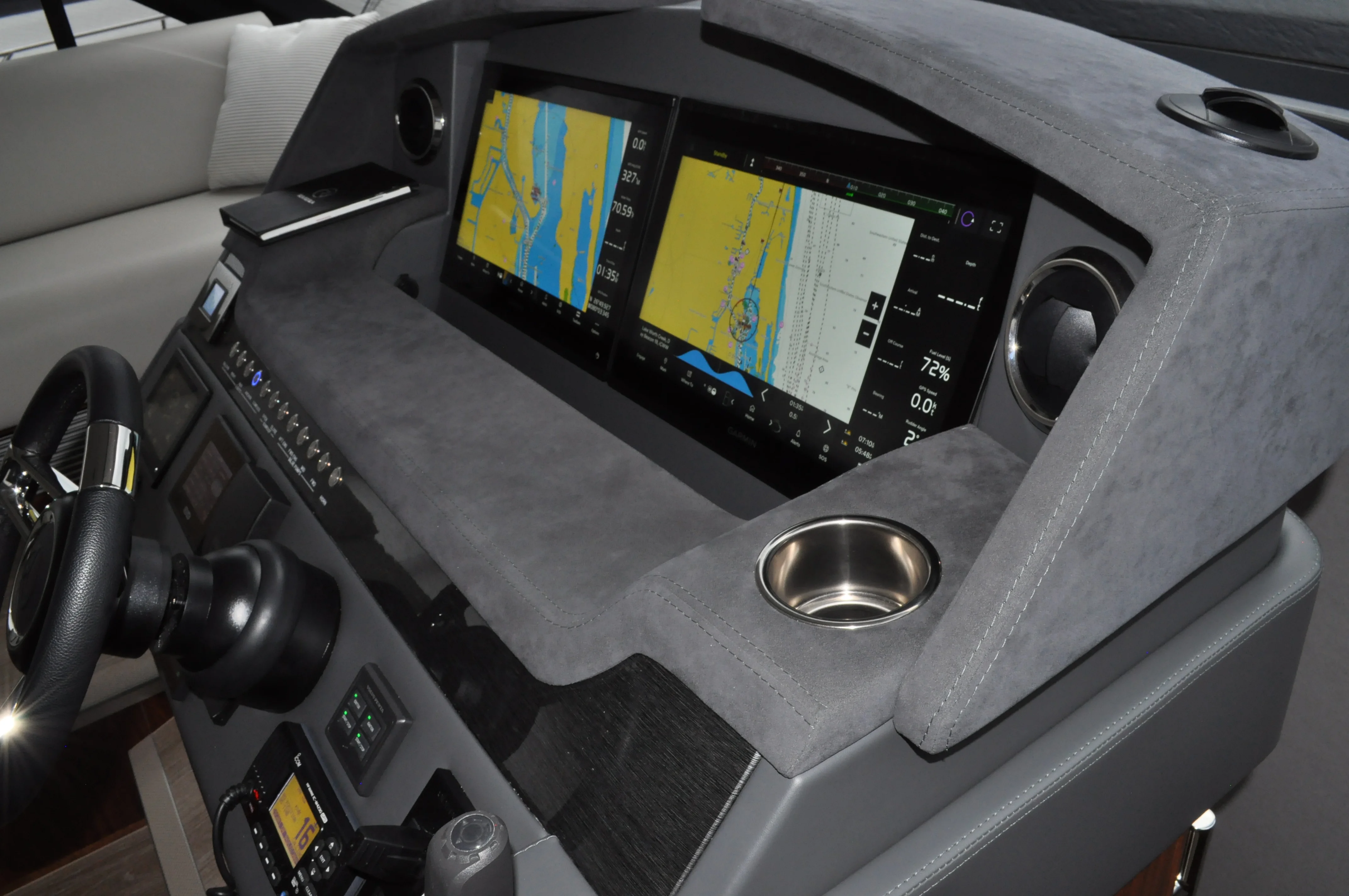 Yacht cockpit at sea